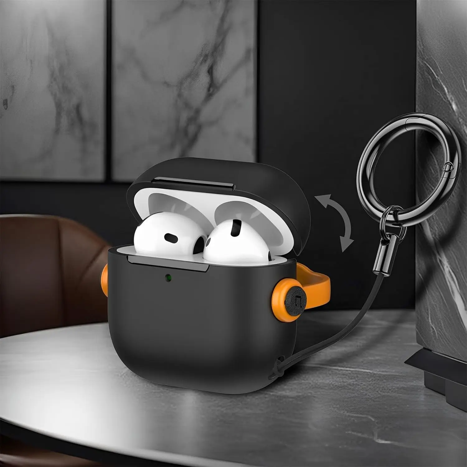 2024 novo para airpods 4 2024 com música fone de ouvido aparência kickstand caso capa kit chaveiro e cordão para airpods pro 2 caso