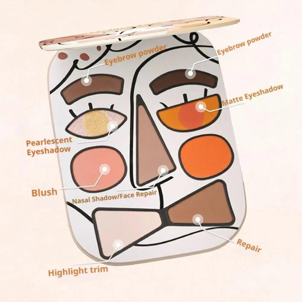 Ombretto a 9 colori Blush Evidenzia fard Tavolozza per trucco all-in-one Trucco per tavolozza opaca altamente pigmentata a lunga durata