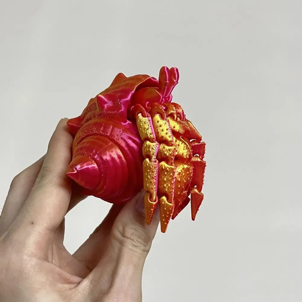 Removable 3D Printed Hermit Crab Conch Shell Poseable Joints 3D Printed Paguroidea Colorful 12/16cm 3D Articulated Crab Toys