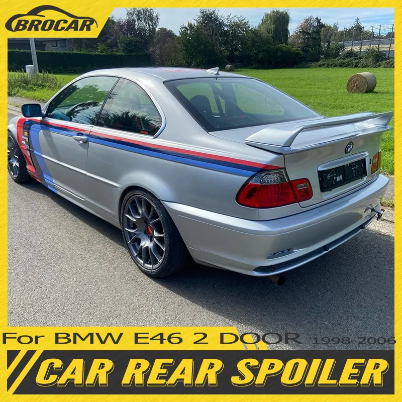 

For BMW E46 Sedan 2 Door Sedan 1998 - 2006 ABS material car rear wing primer color rear spoiler trunk boot wing spoiler tuning