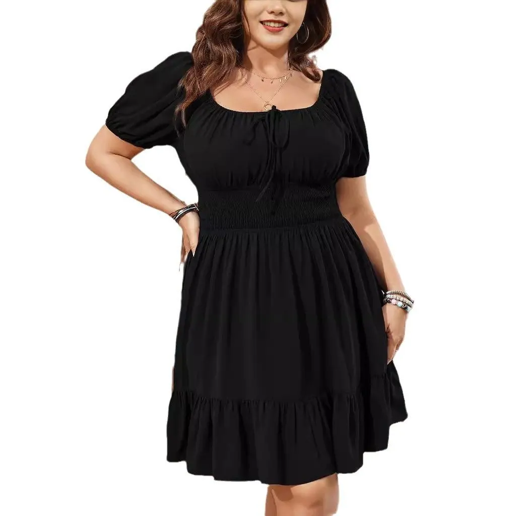 

plus Size Women's Bubble Sleeve Dress Europe And US Independent Station Skirt for Women