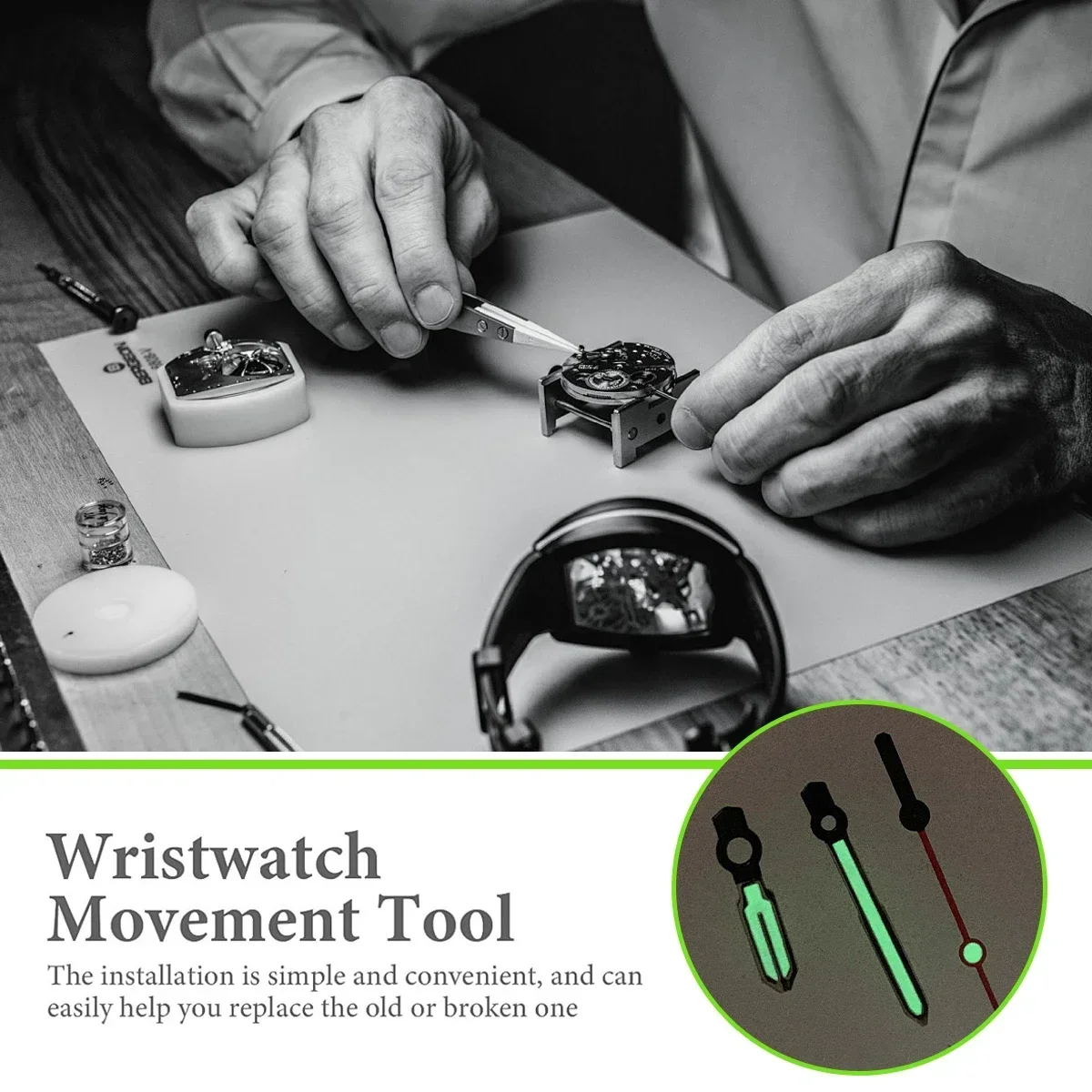 수정 된 시계 액세서리 오렌지 레드 화이트 컬러 매칭 손 일본 NH35/36/4R7S 무브먼트 용 녹색 빛나는 손