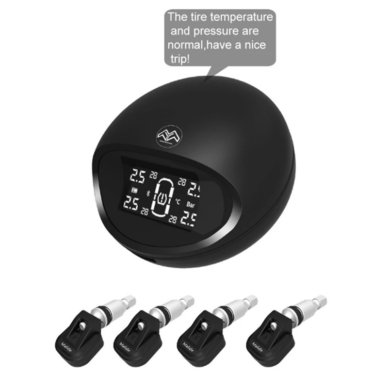 MALIDE Car TPMS Tire Pressure Monitor Solar Built-In Tire Pressure Sensor Smart Tire Pressure Alarm Monitoring System