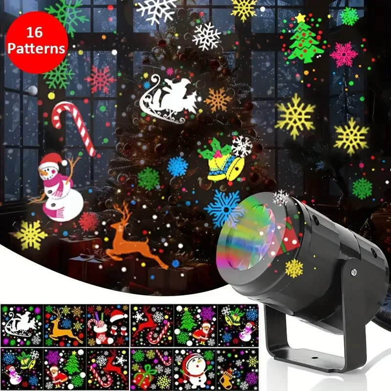 1pc LED Christmas Halloween Projector Night Light USB Powered with 360° Rotating Bracket Snowflake for Parties & Holiday Decor