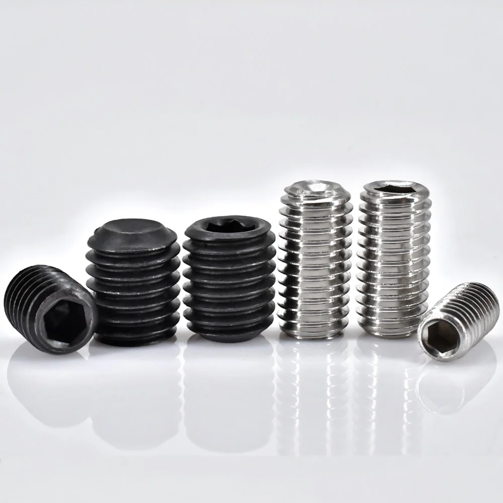 3-200Pcs 304 Stainless / Carbon Steel Hex Hexagon Socket Allen Cup Point Grub Bolt Set Screw DIN916 M2 M3 M4 M5 M6 M8 M10 M12