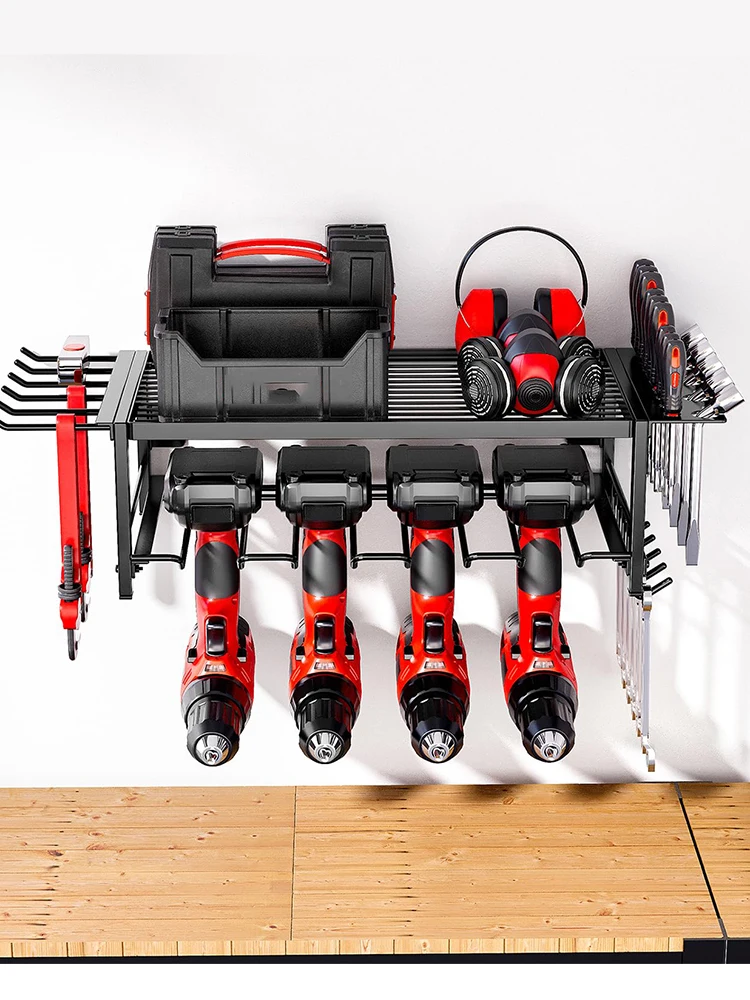 Power Tool Rack Wall Mount Tool Shelf Electric Drill Holders Hand Power Tool Organizer Rack for Garage Home Workshop Accessories