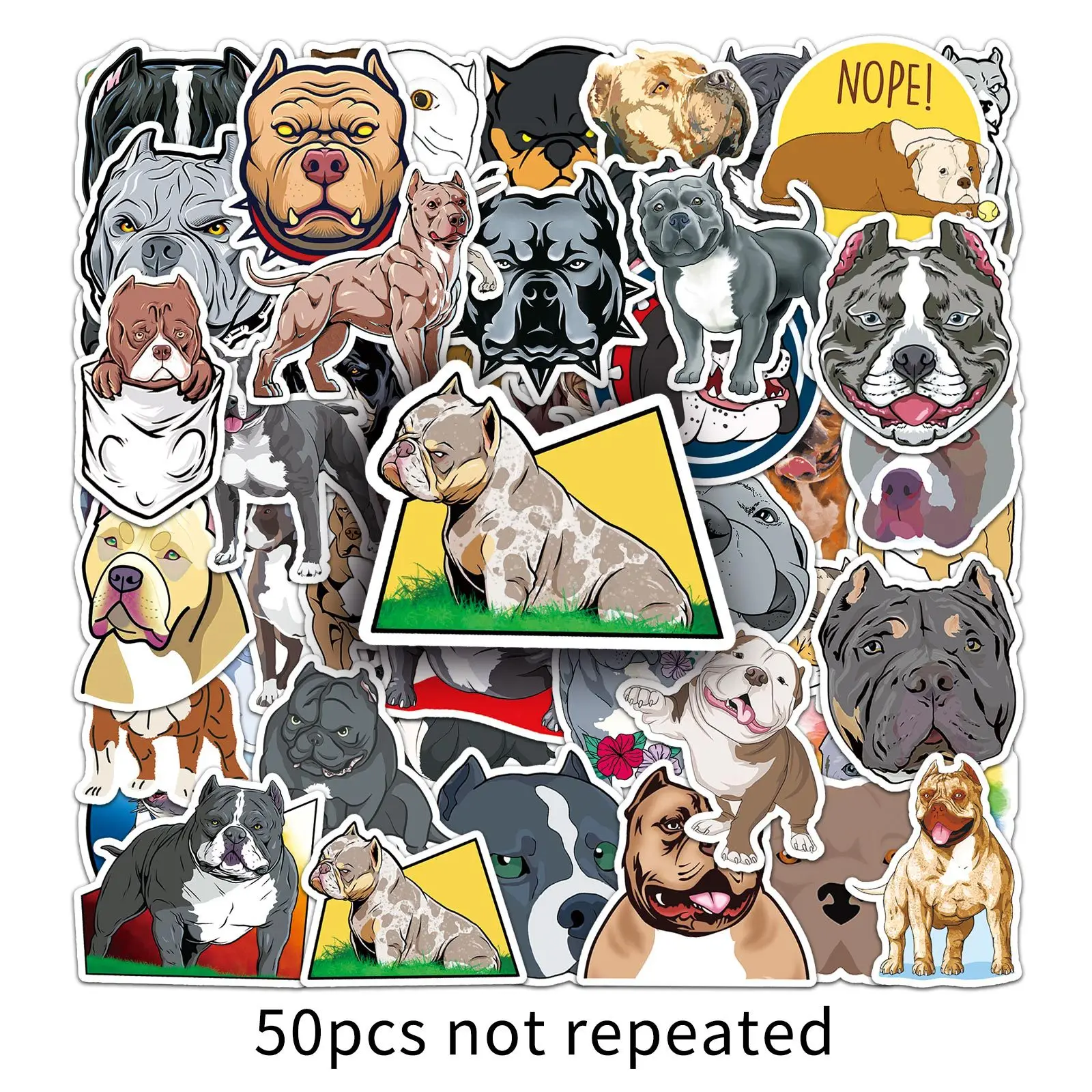 10/30/50PCS Cartoon Cute Bully Dog Sticker Animal Graffiti iPad Luggage Helmet  Guitar DIY Wall Sticker Toy Decoration Wholesale