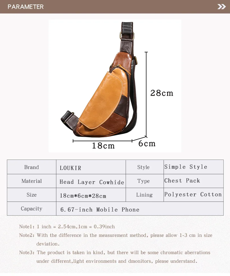 LUOKIR Herren-Brusttasche aus echtem Leder, lässiger Rucksack aus Rindsleder der Oberschicht, stilvolle, trendige Schulter-Crossbody-Tasche – Detail 2