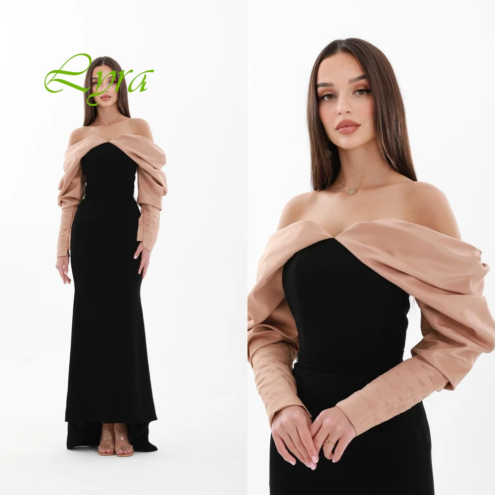 Robe de soirée personnalisée en Satin, épaules dénudées, de haute qualité, robes de bal de tempérament, couleur contrastée, robes de soirée