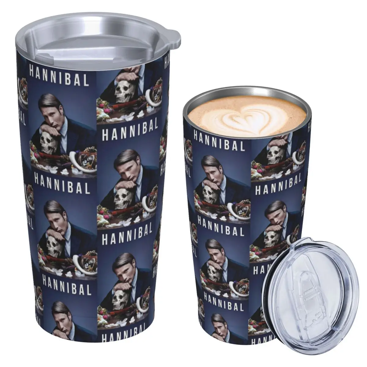 Hannibal Mads Mikkelsen Horror Movie Merch Stainless Steel Tumbler Vacuum Insulated Mugs Thermal Cold Cup Straws With Lid 20oz
