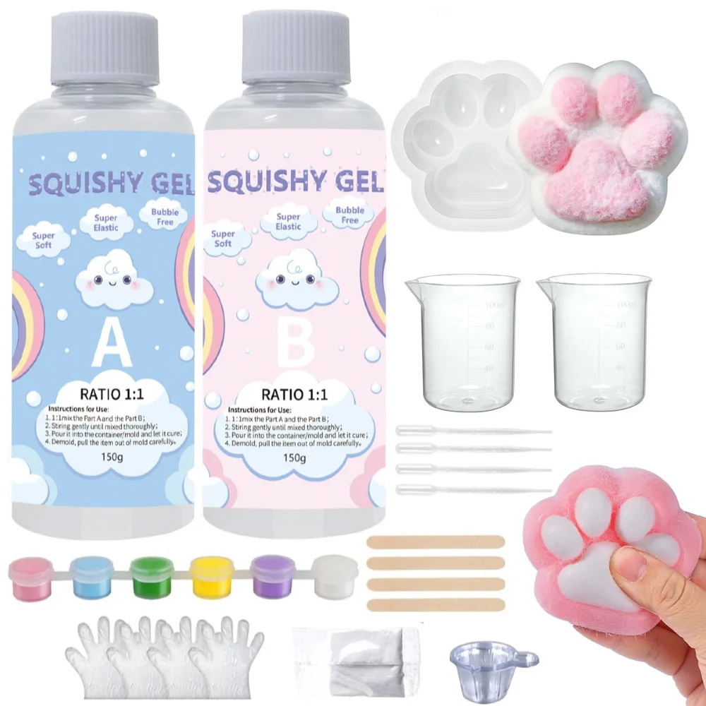 

Набор для мягких игрушек своими руками — набор для резиновых мягких игрушек с формой для кошачьих когтей, флокирующим порошком, набором для создания собственных мягких игрушек — развлекательные подарки