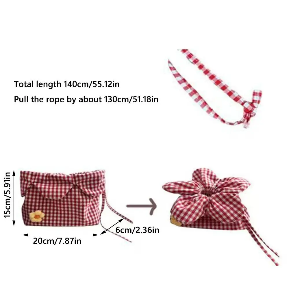 Retro Flower Design Bucket Bag Candy Color Cute Plaid Phone Pouch Casual Makeup Bag Creative Gift image 4