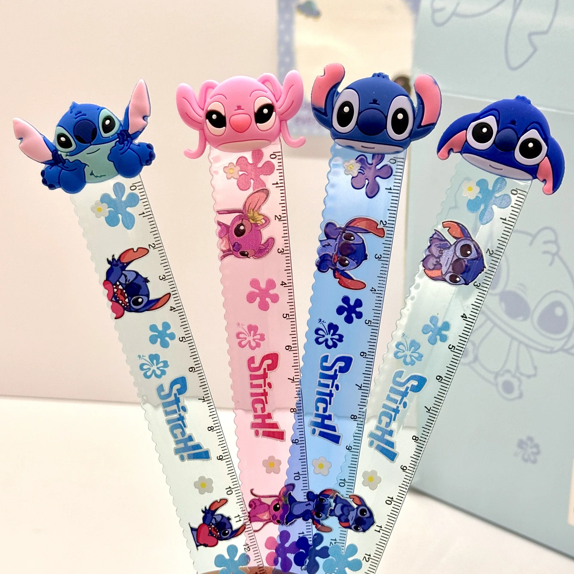 24 шт./лот Kawaii Stitch закладка линейка измерительные прямые линейки инструмент для рисования рекламные канцелярские принадлежности подарок школьные принадлежности