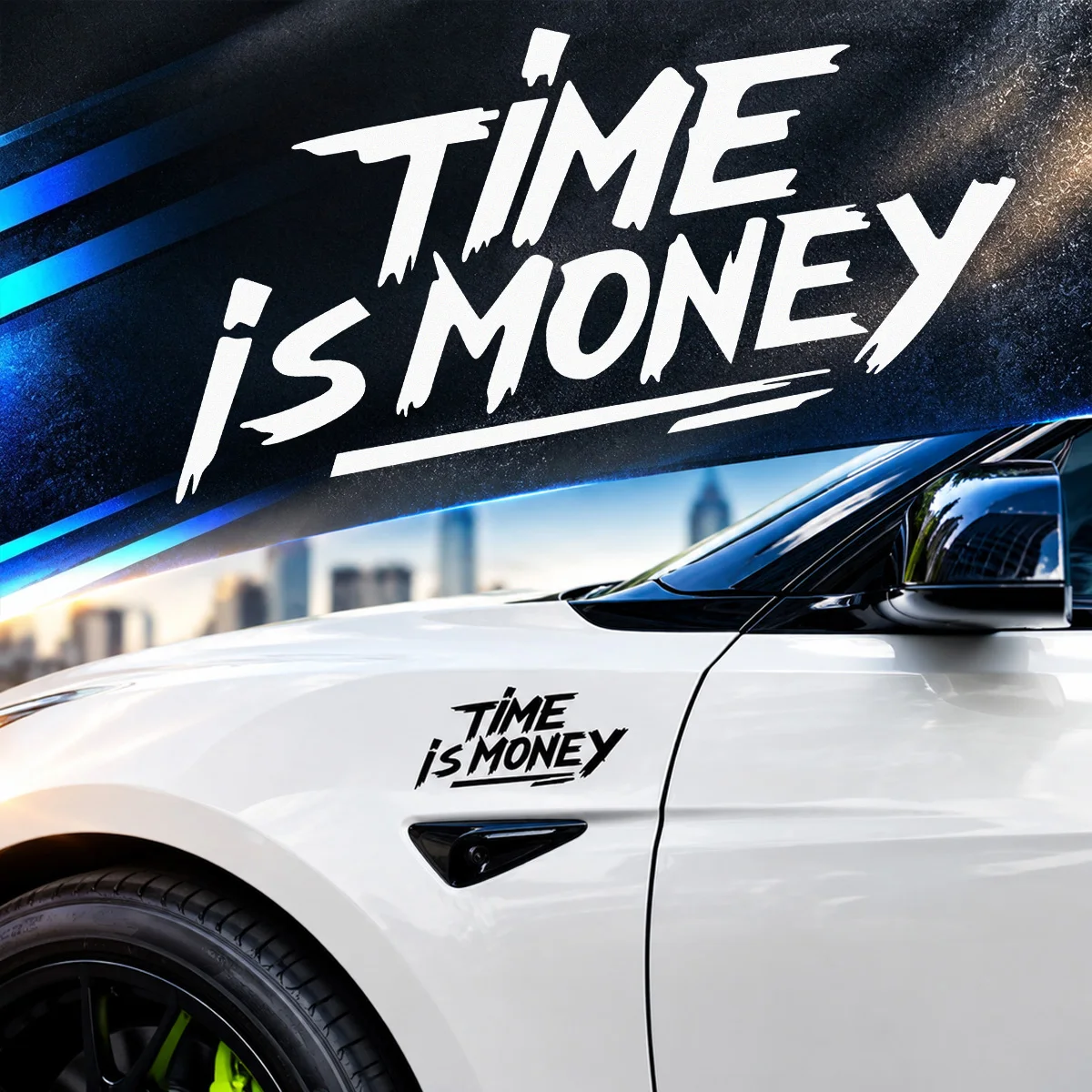 TIME IS MONEY Letter Motorbike Body Sticker Waterproof Vinyl Reflective Decoration for Motorcycle Fuel Tank Accessories Decal
