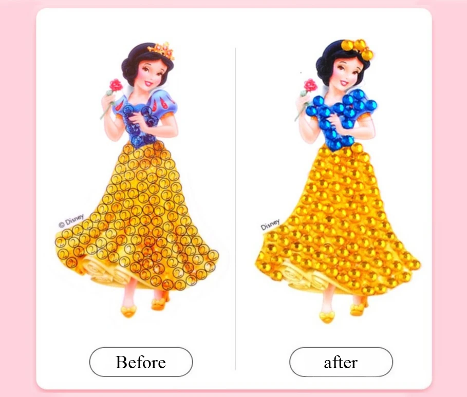 ملصقات ماسية للأطفال من Miniso Disney، مجموعة مواد يدوية الصنع لرياض الأطفال للفتيات، لوحة ماسية للأميرة
