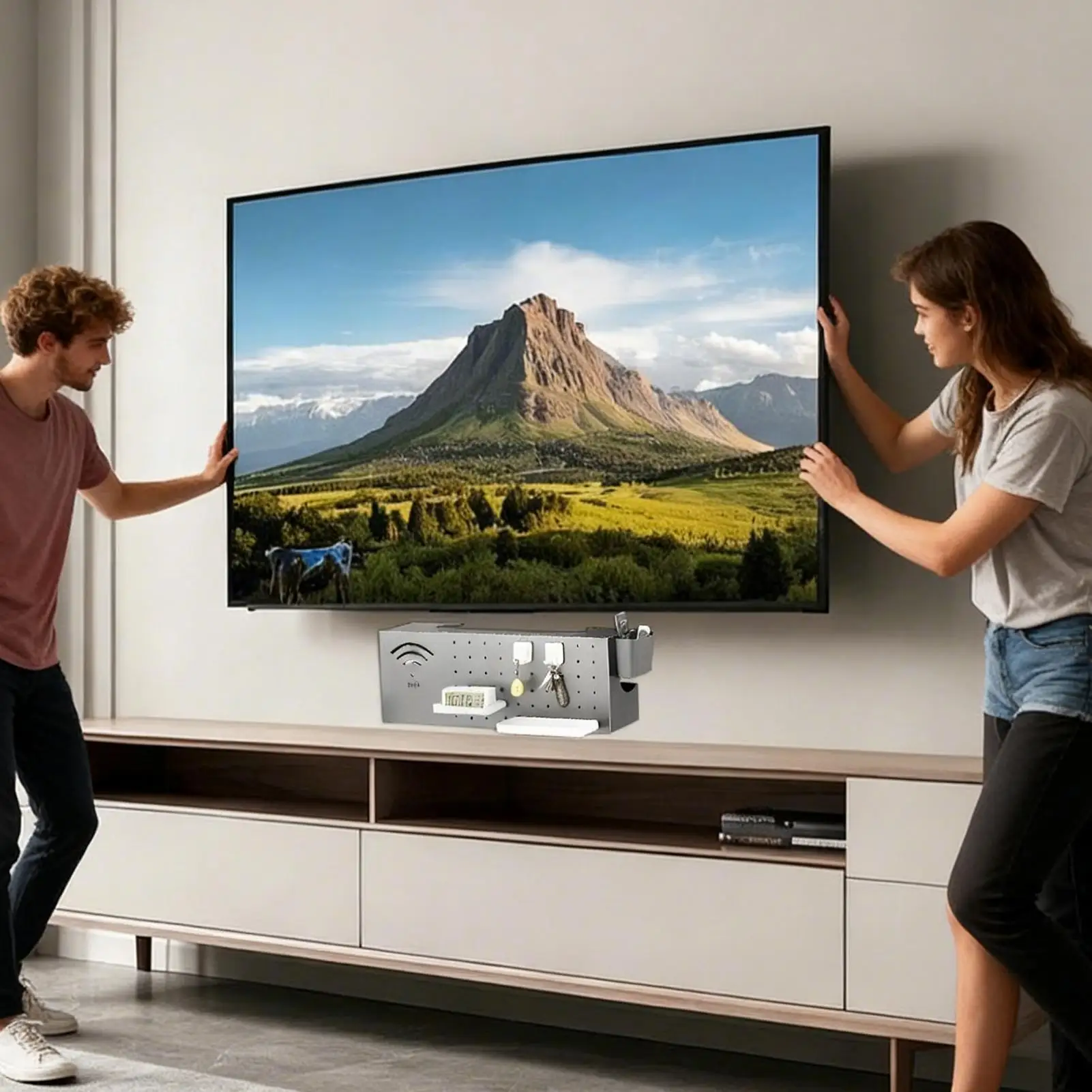 Couvercle de routeur mural multifonctionnel en acier au carbone, fournitures pour la maison, boîte de rangement de routeur Wifi pour sortie de sortie réseau électronique