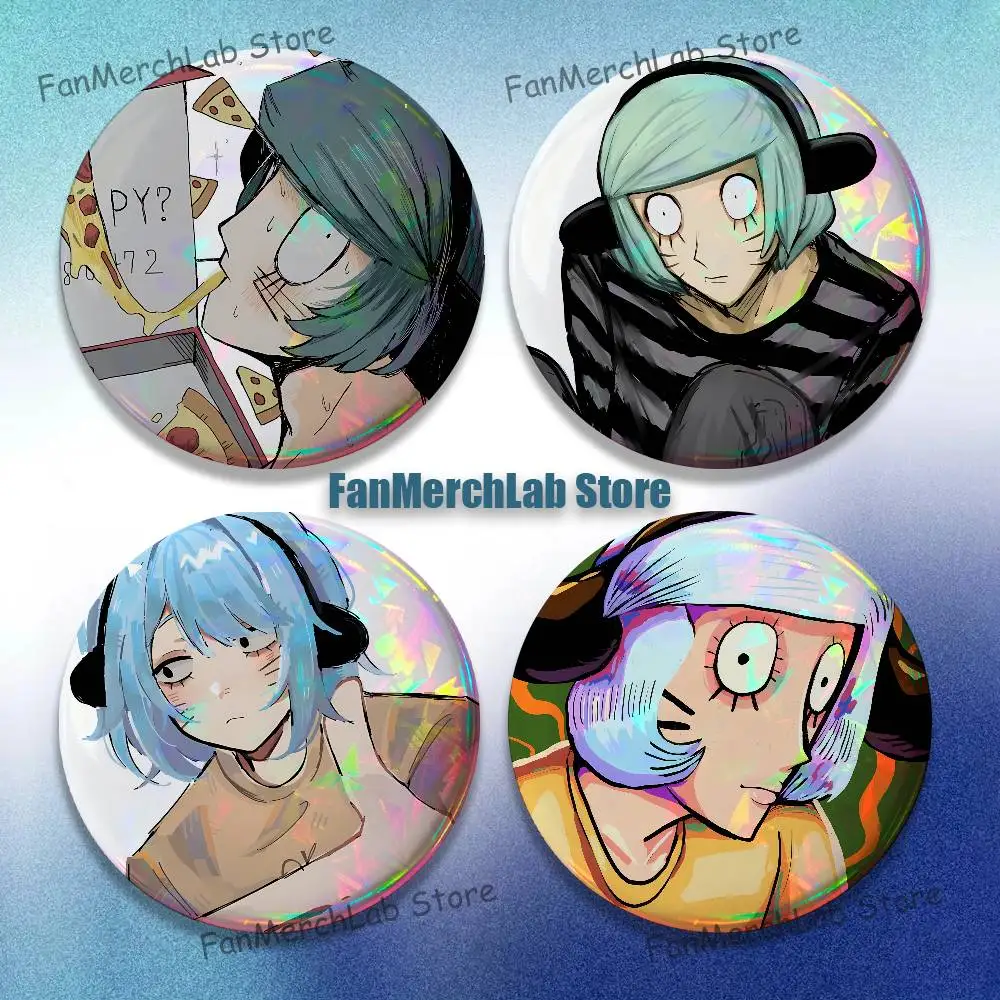 

N-Nyon RanfrenS Fanart Laser reflective round badges pins bag clothing decorations collectibles gifts for friends