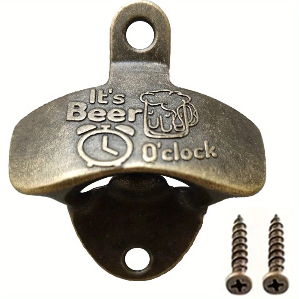 1pc It\'s Beer\'O Clock Bottle Opener Wall Mounted with Screws Vintage Retro Beer Opener BBQ DIY Tools Bar Decor Kitchen Gadgets