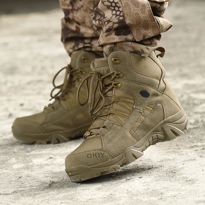 New Men military boots, special forces hiking boots, outdoor waterproof high top desert boots, tactical boots