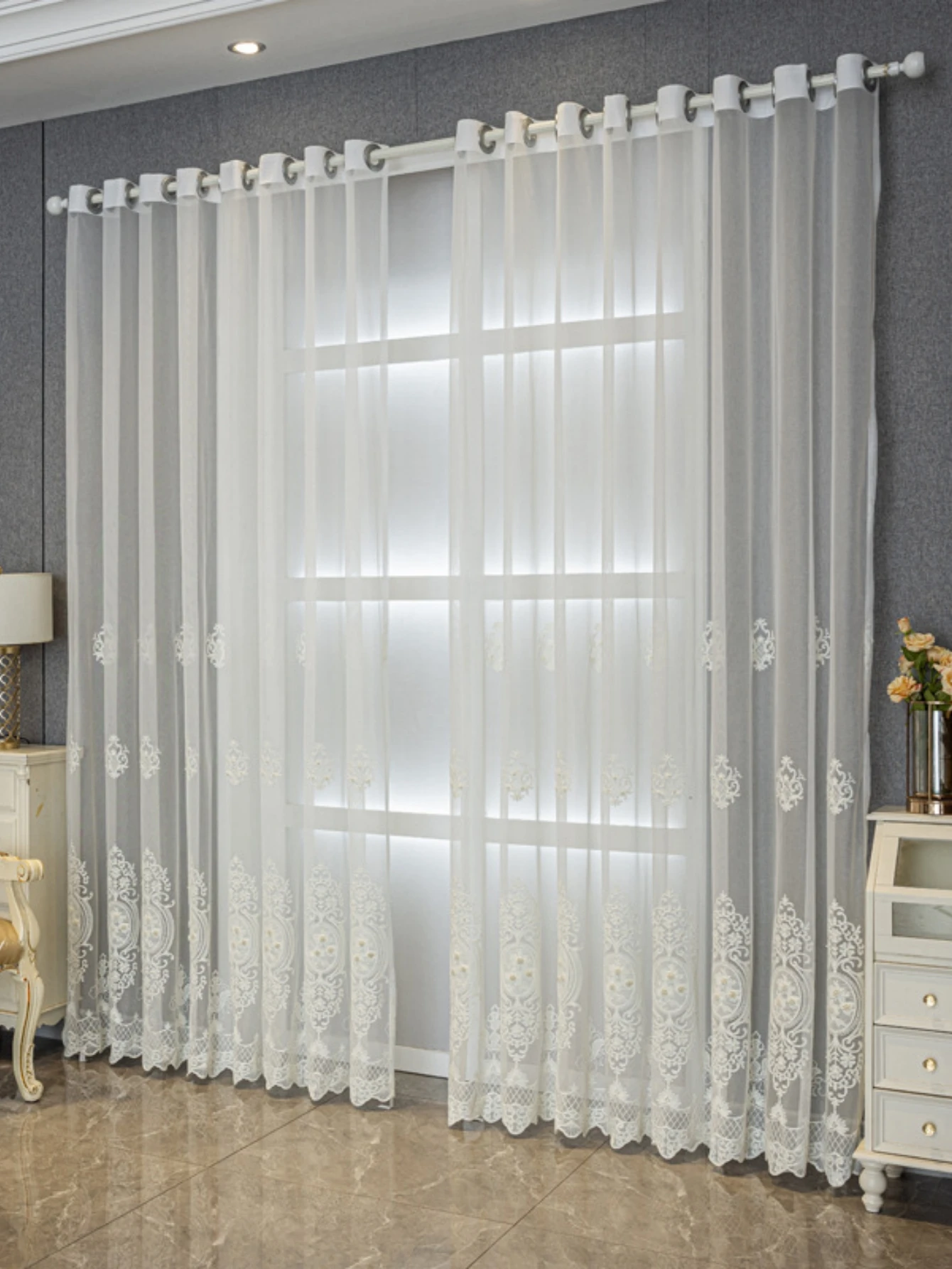 1pc European style curtains, petal shaped embroidered curtains, bedroom, living room, dining room, kitchen decoration,