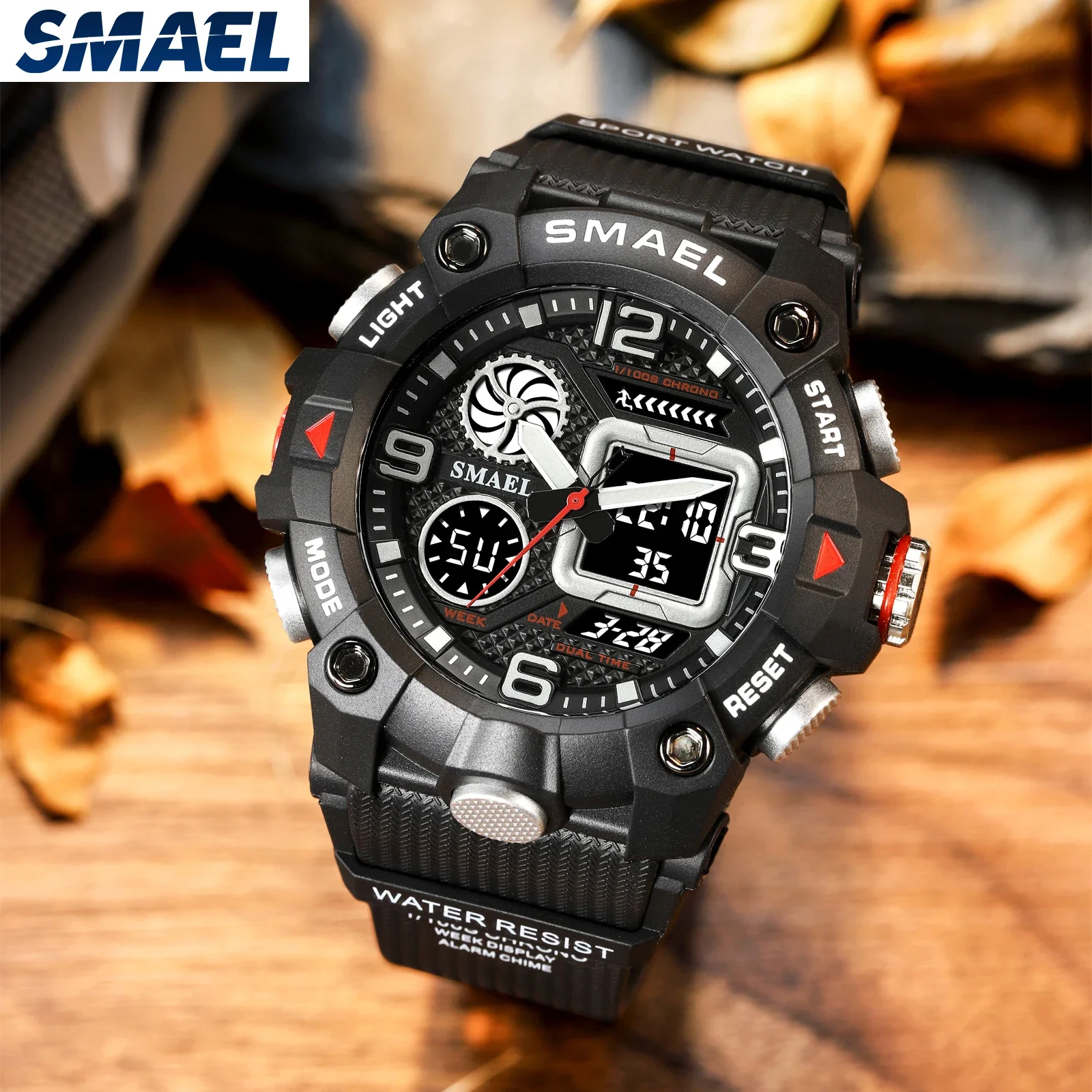 SMAEL Watch Men's Tactical Digital Watch Multi functional Waterproof Night Light Outdoor Student Electronic Watch 8055