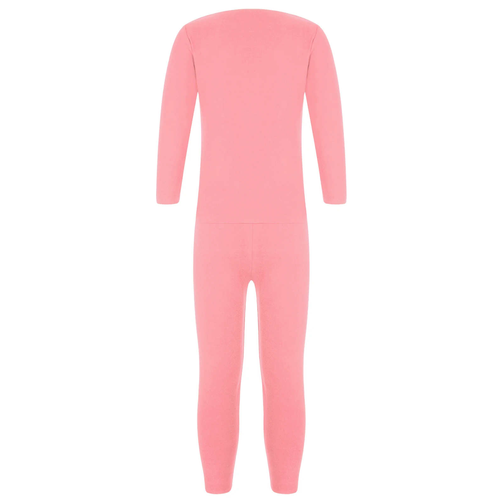 Autumn Kids Girls Boys Solid Color Thermal Underwear Set Loungewear Homewear Round Neck Long Sleeve Tops with Pants Leggings