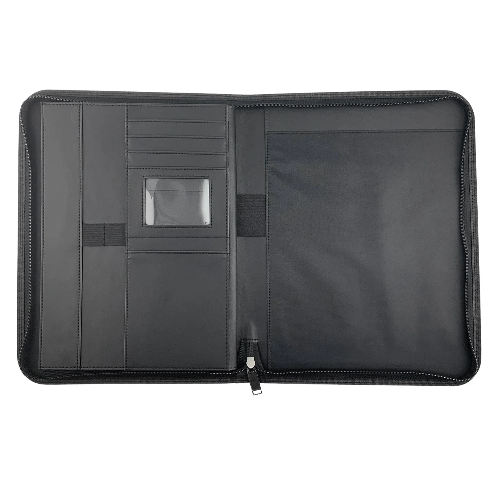 Bisofice Zippered Business Padfolio A4 PU منظم محفظة جلدية للمقابلة استئناف وثيقة مخطط جدول الأعمال