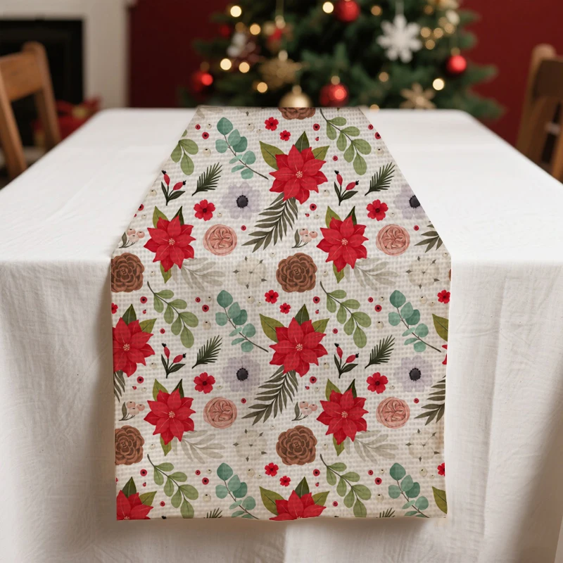 

Christmas table runners winter Table decoration and accessories for Festival home decor party flower pattern tablecloth