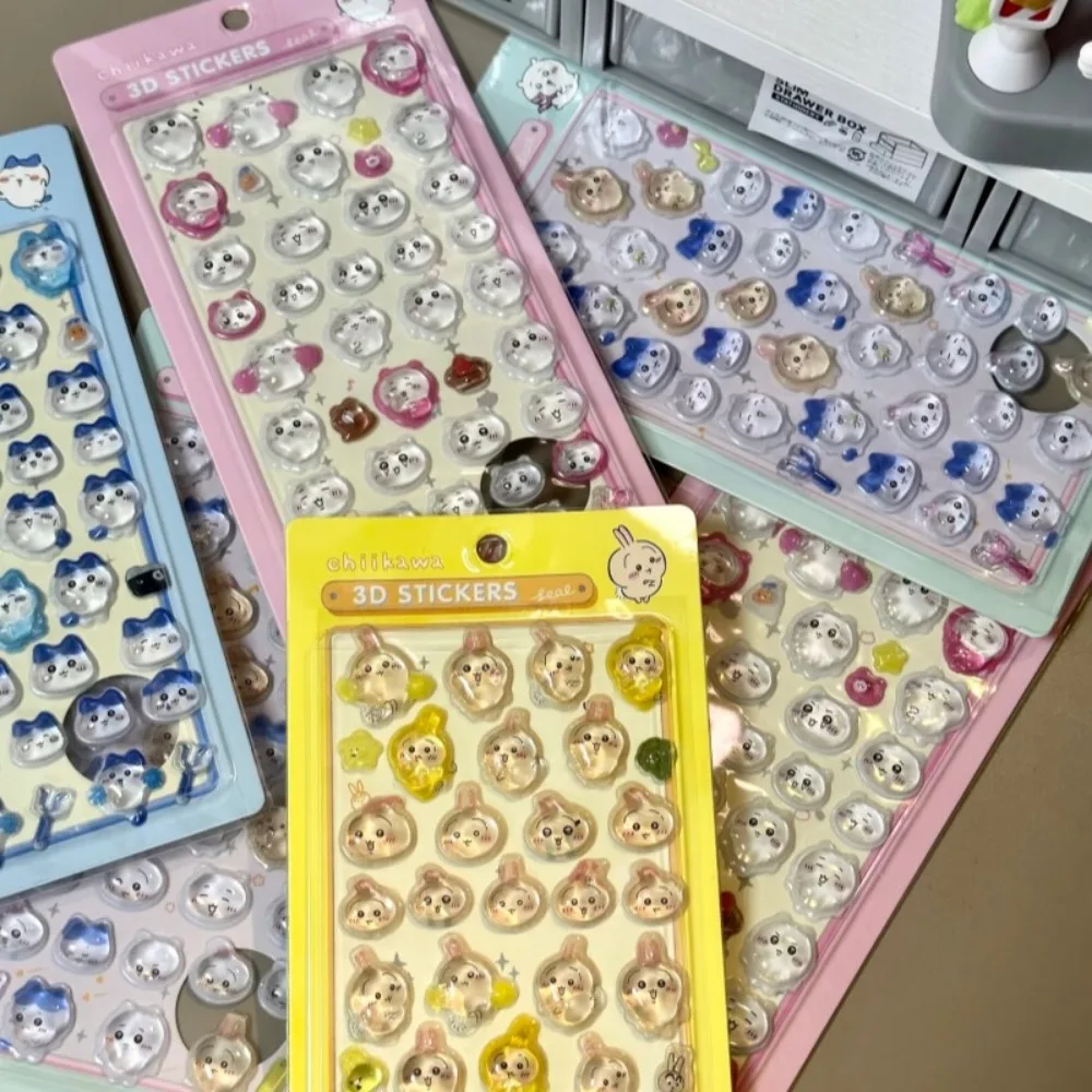 Cute Chiikawa 3D Crystal Embossed Stickers DIY Decor Decals Student Journal Scrapbook Art Craft Ornament Stationery Gift Toys view 6