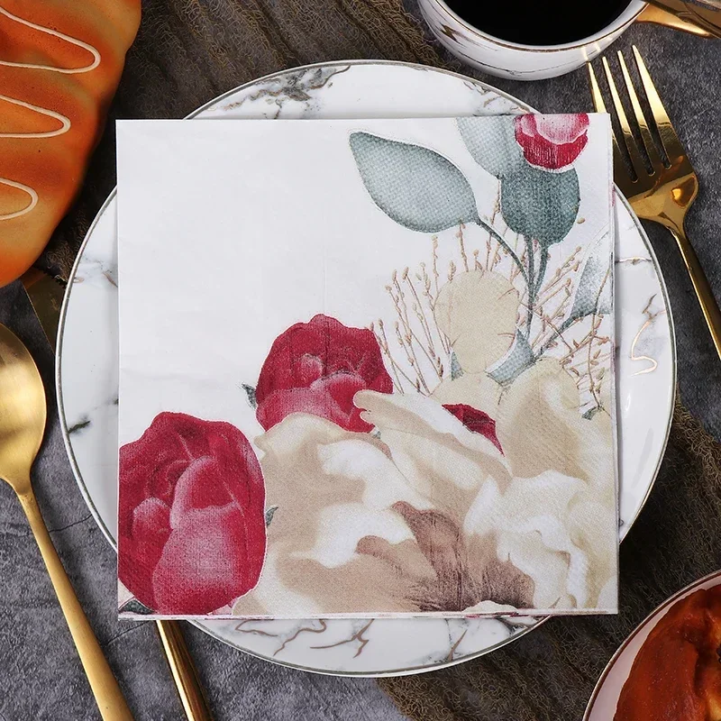 New Chinese Chinese Style  Colorful Printing Paper Napkins Wedding Paper Butterfly Bone Bart Napkins Paper Placemat 20pcs