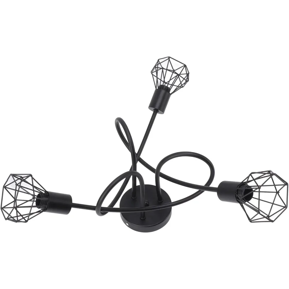 

LED Modern Curved Ceiling Lights E14/E27 Chandelier Iron Ceiling Lamps for Farmhouse Kitchen Restaurant 510mm 20.1in 3 Bulb Base