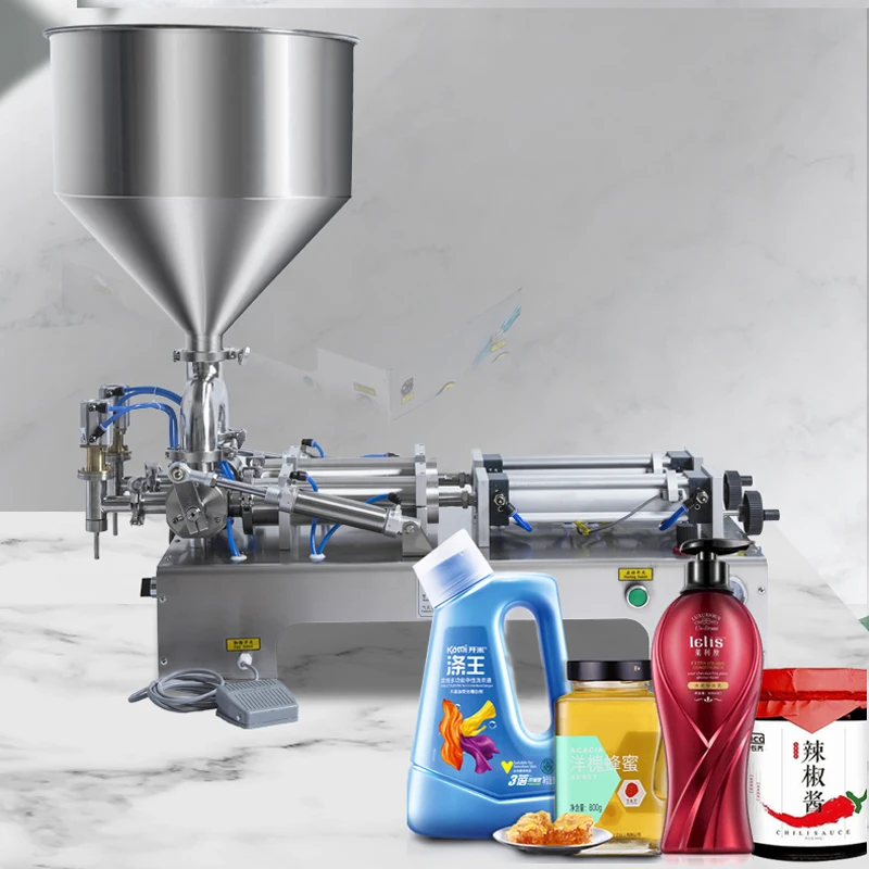 Double Headed Liquid Paste Filling Machine Commercial Bottle Filler Honey Pasta Peanut Butter Sauce Food Packaging