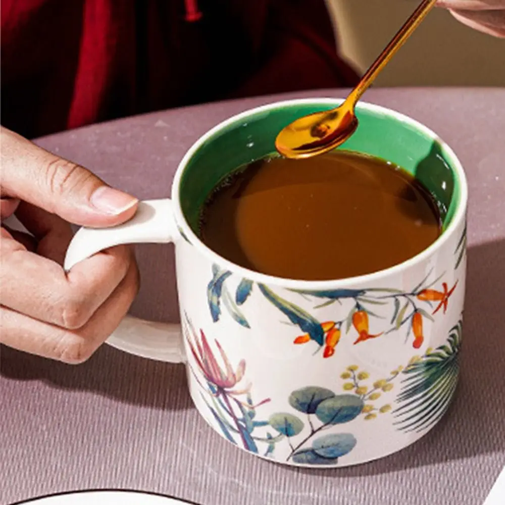 

Durable Creative Ceramic Mug Hand-Painted Floral Colored Tea Cup 450ml Tableware Ceramic Coffee Mug Household