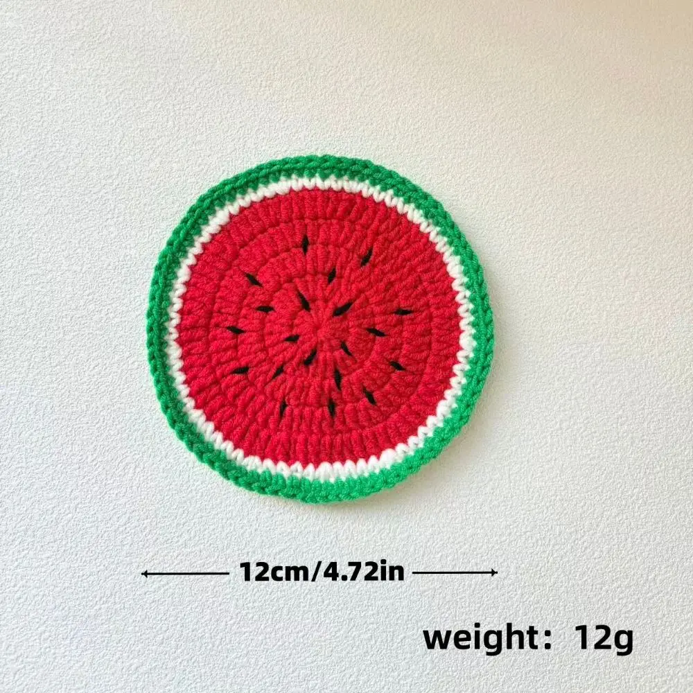 Yarn Crochet Fruit Coasters Handmade Crochet Heat Insulating Knitted Cup Mats Fruit Shaped Soft Lightweight