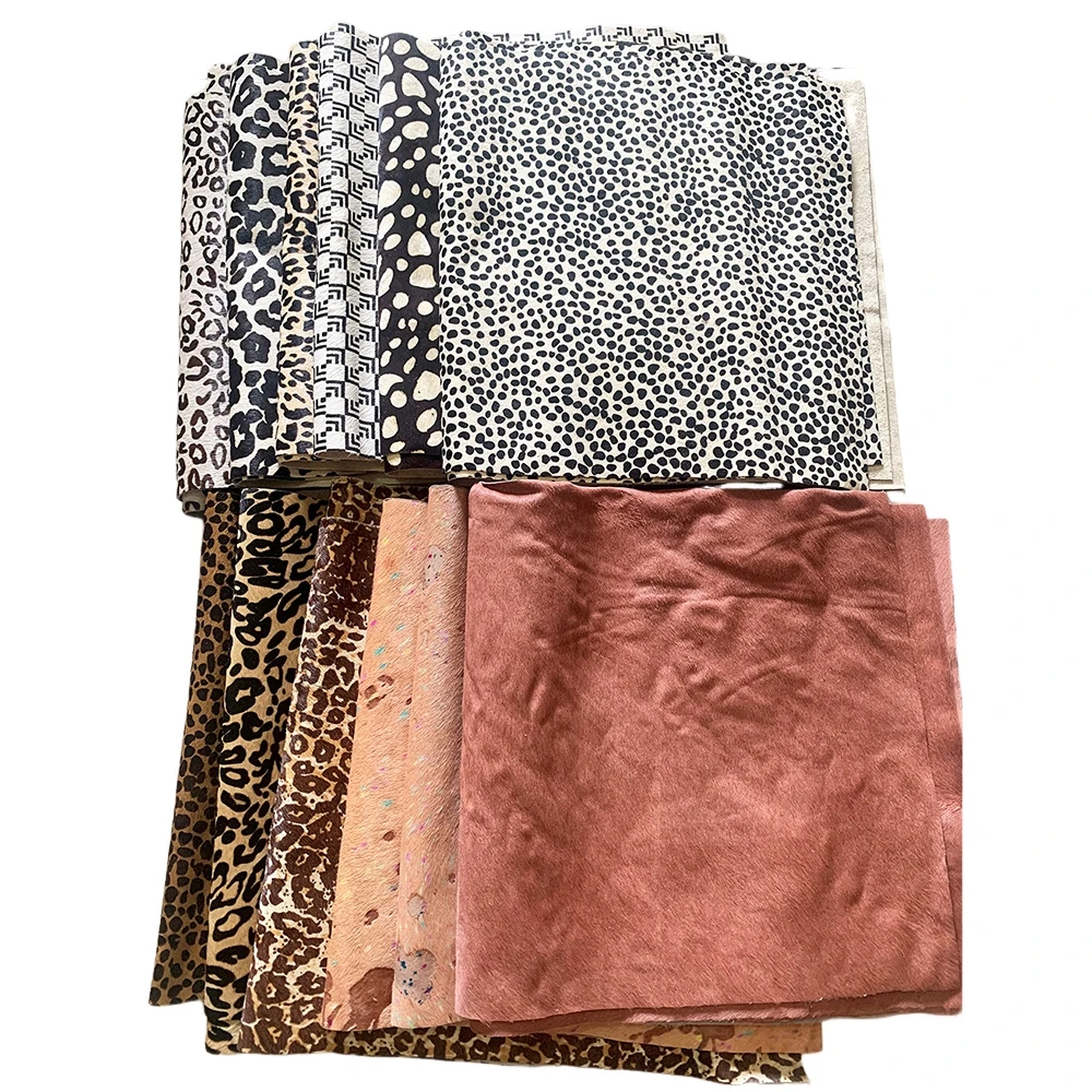 Various colors Matching Handmade Cut Integrated horse fur and leather Handmade, DIY handmade leather bag color matching 30x60cm