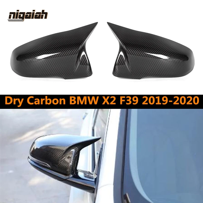 Real Dry Carbon Fiber Rearview Exterior Side Mirror Cover Caps For BMW X2 F39 Sedan 2019 2020 Car parts