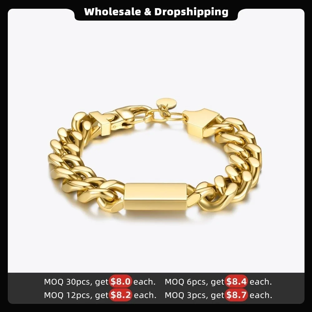 ENFASHION Punk Cuboid Chunky Bracelet For Women Gold Color Stainless Steel Fashion Jewelry Wide Bracelets 2020 Pulseras B202214