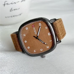 Reloj de cuarzo para jóvenes y estudiantes, cronógrafo de pulsera con correa de cuero, esfera cuadrada, Estilo Vintage, informal, a la moda, regalo, venta al por mayor