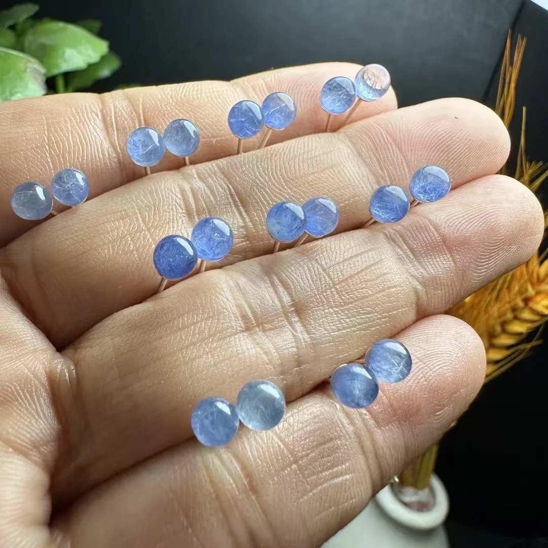 

1 пара Fengbaowu, серьги-гвоздики из натурального дамортизата, стерлинговое серебро 925 пробы, сферический кристалл, целебный камень, ювелирные изделия, подарок для женщин