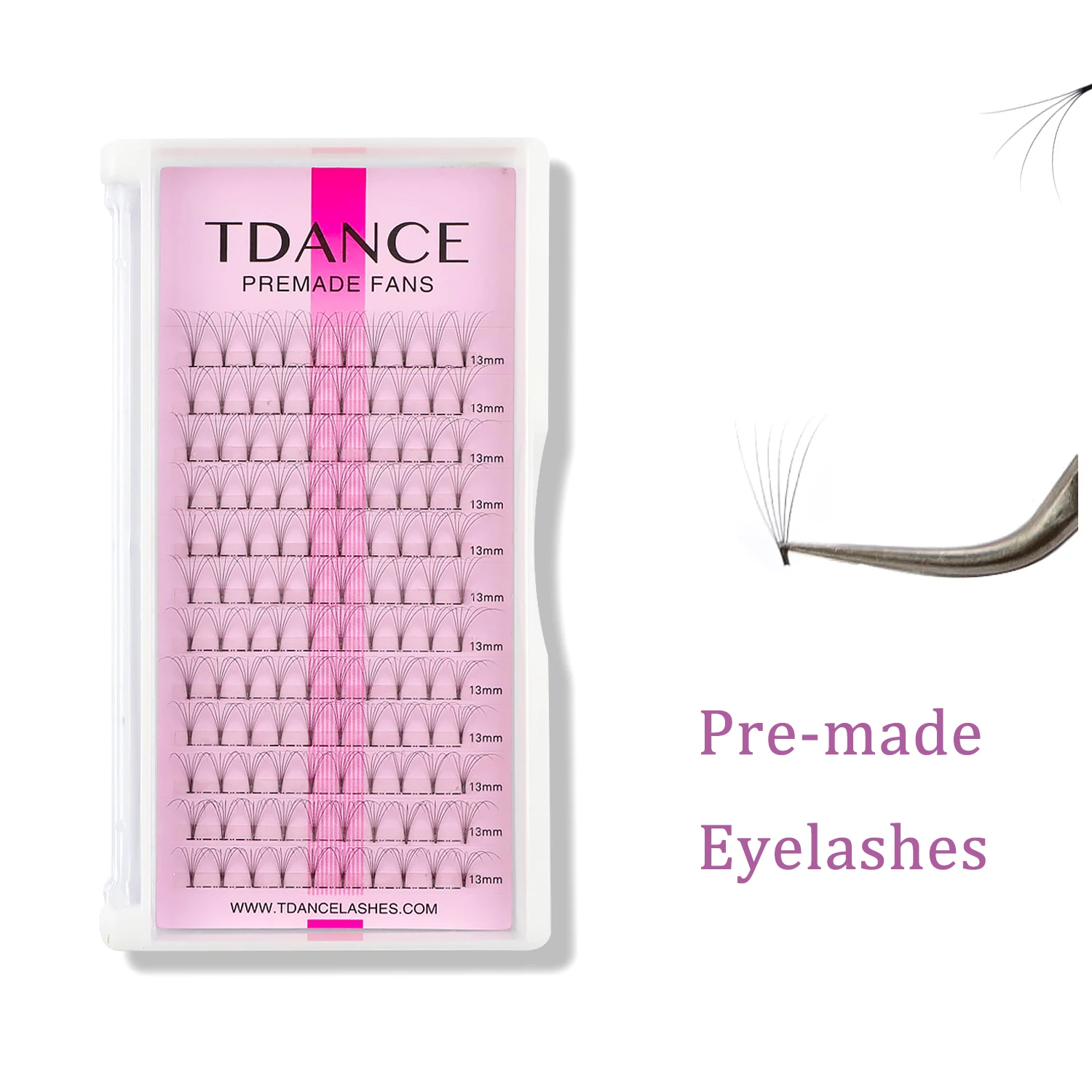 TDANCE Vorgefertigte Volumen-Fächer-Wimpernverlängerung, 12 Reihen, 0,07 mm Dicke, 3D 4D 5D 6D Faux Nerz, einzelne falsche Wimpern, russische Wimpern – Detail 2