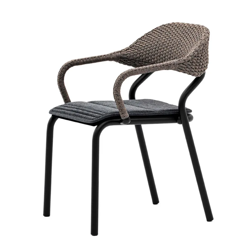 

Nordic creative outdoor indoor combination table and chair rattan chair rock slab dining table Nordic minimalist table terrace