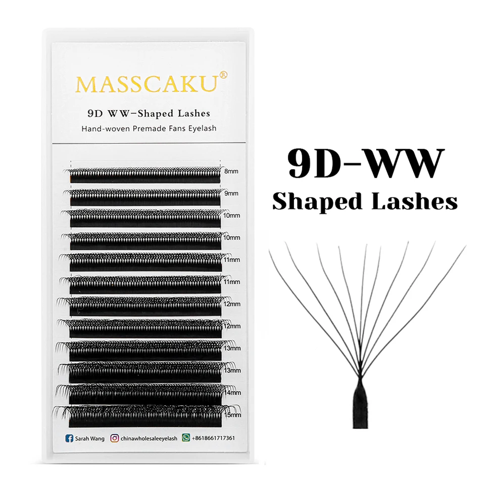 MASSCAKU 12Lines Premium Mink 3D 4D 5D 6D Pre-made False Eyelash W Shape Soft and Natural Individual Lash Extension Supplies, image 15