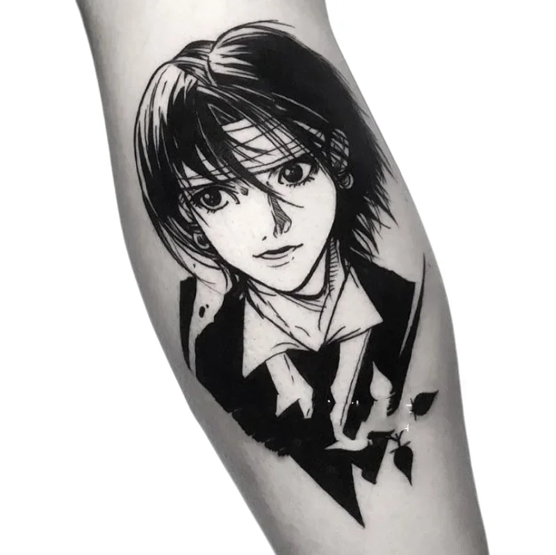 Hunter X Hunter Temporary Tattoos AnimeCartoon Chrollo Lucilfer Black Waterproof Fake Tattoo Sticker Body Art Transfer Tatoo