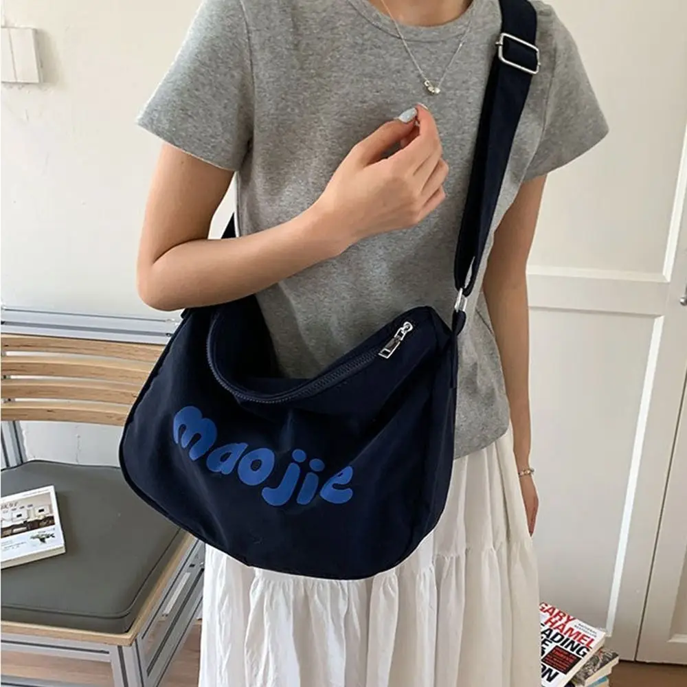

Versatile Simple Women's Tote Bags Canvas Large Capacity Single Shoulder Bags Leisure Letter Commute Bag Commuting
