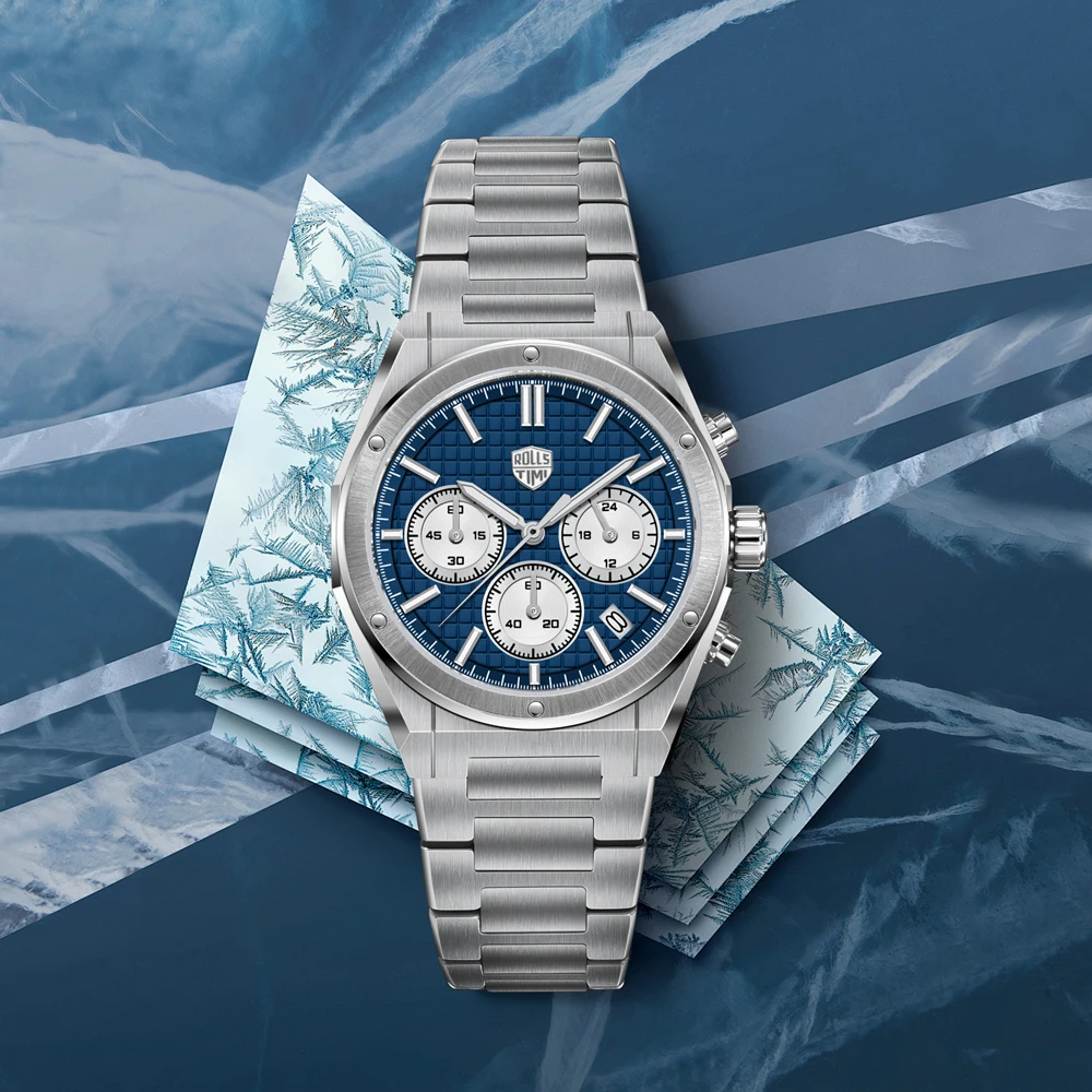 

Новые мужские кварцевые часы RollsTimi 2026 года: люксовые, с хронографом, светящиеся, водонепроницаемые, с AR-покрытием, сапфировым стеклом и корпусом из нержавеющей стали