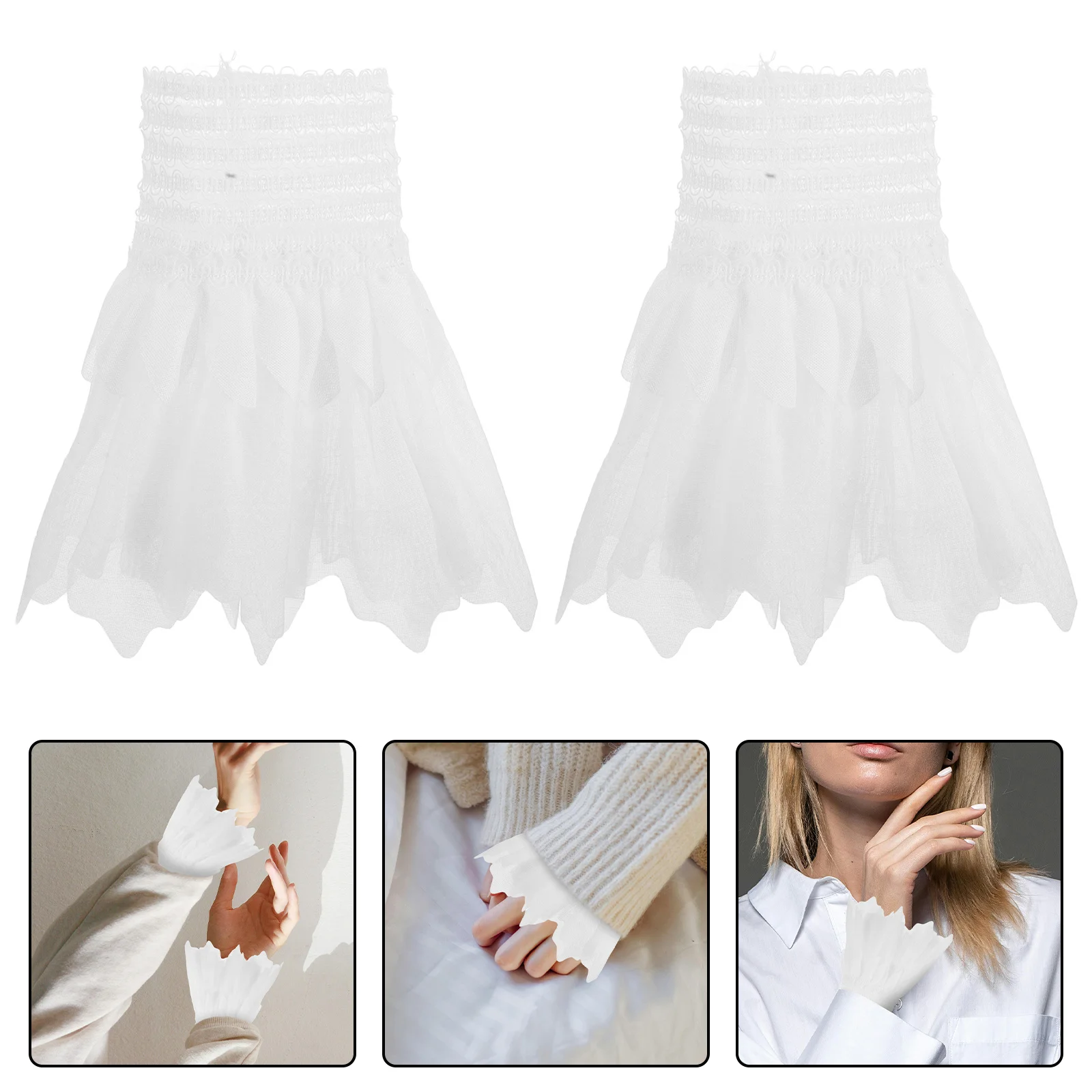 

2pcs Detachable Fake Sleeve Cuff For Shirts Blouses Jackets Sweaters Leaf Lace Wrist Cuff Clothing Accessories Decorative Sun