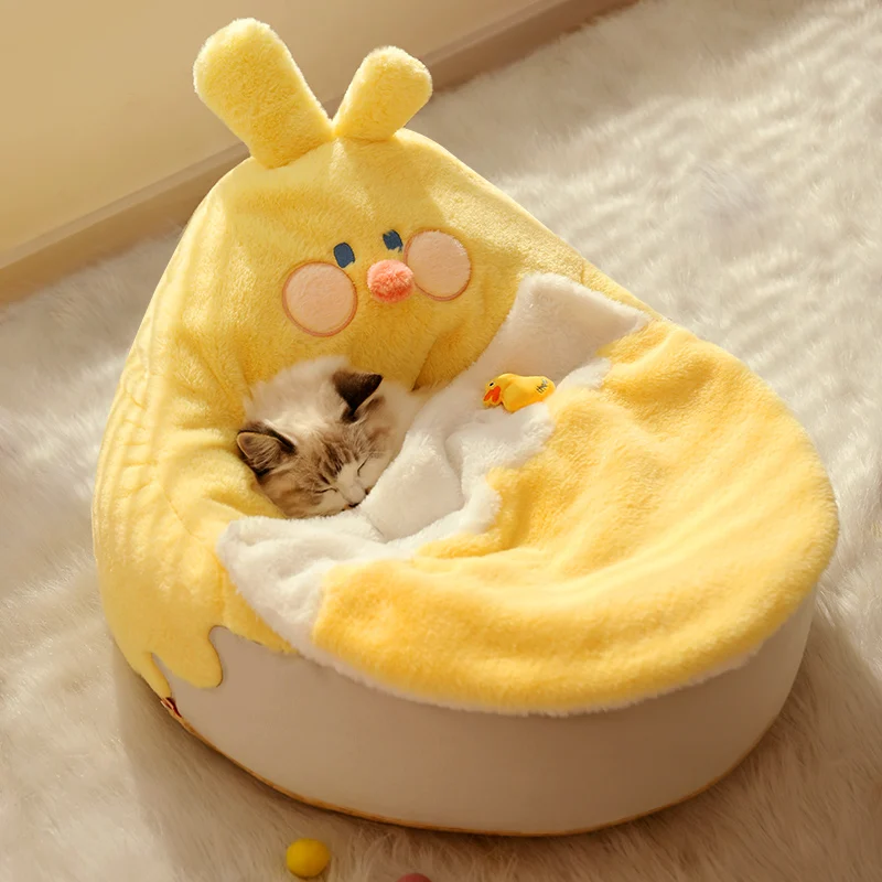 

Cat Dog Bed Furniture Semi-closed Warming Dog House Soft Material Sleeping Bag Pet Cushion Puppy Kennel Pets Accessories