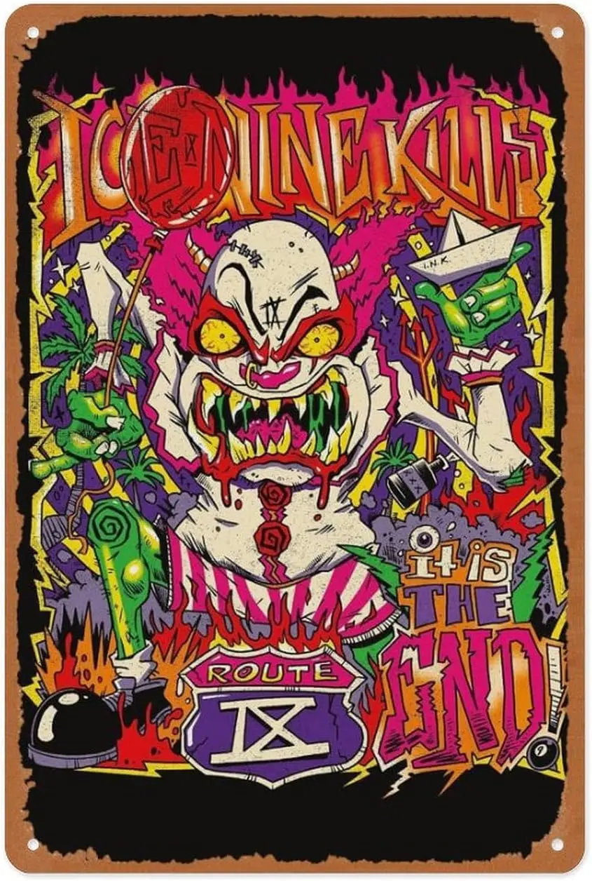 Vintage Metal Sign - Ice Nine Kills - Clown Zombie - 8x12 Inch Wall Art for Home Bar Decor