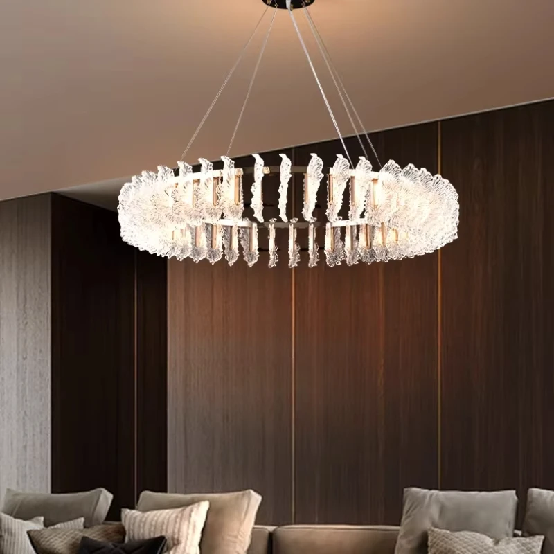

French-style minimalist crystal living room lamp bedroom lamp high-end hall lamp flower-shaped chandelier