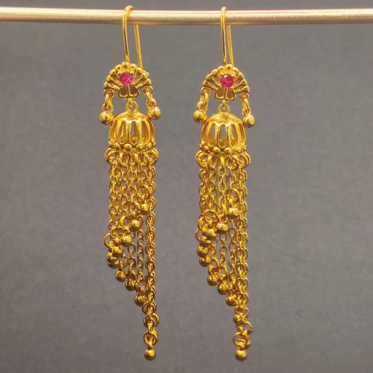 New Bohemia Style Women\'s Earrings Indian Ethnic Gold Plated Brass Long Chain Tassel Earring Vintage Jewellery Ear Decoration